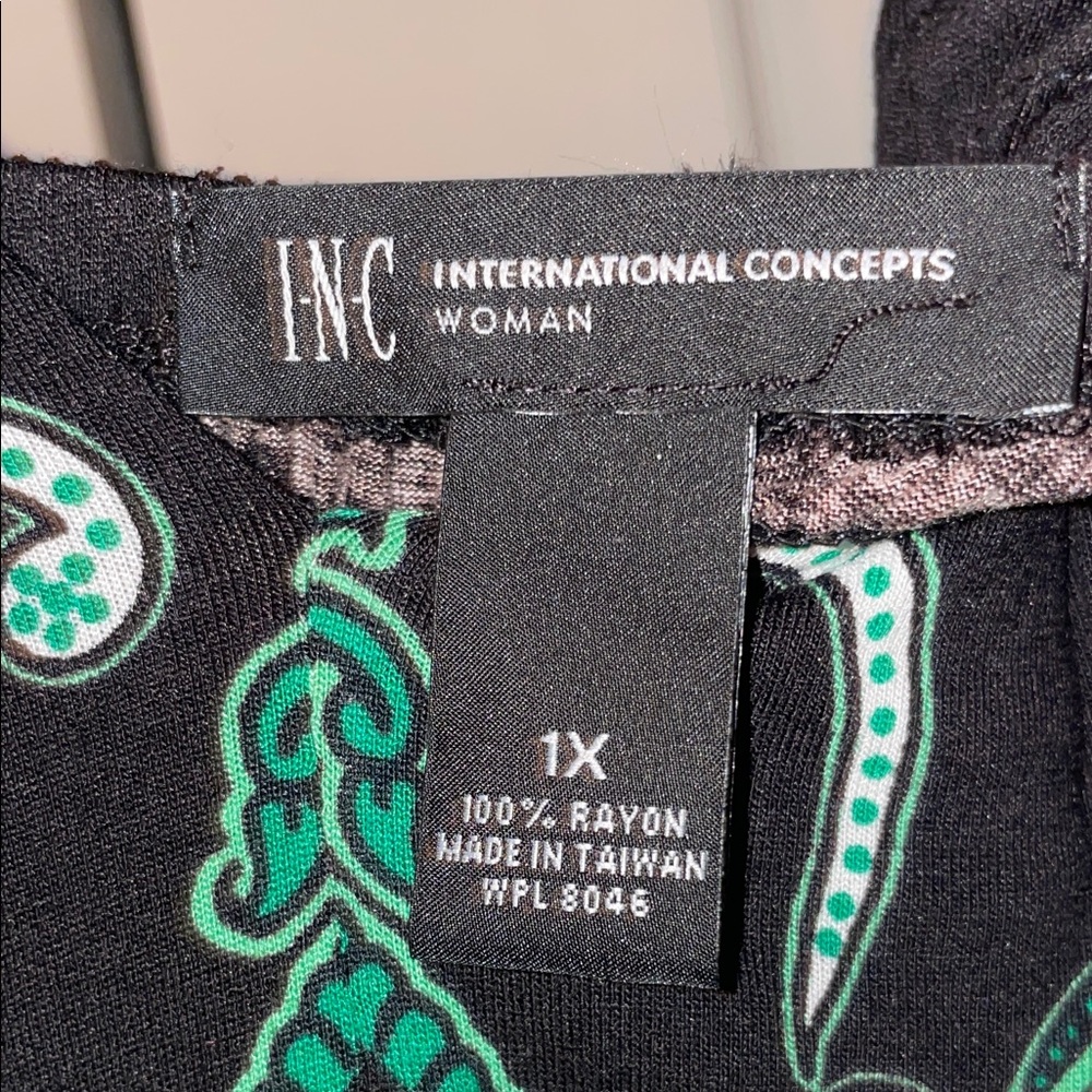 INC International Concepts Black Maxi Dress with Green Paisley Motif - Picture 2 of 10